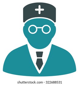 Main Physician vector icon. Style is bicolor flat symbol, soft blue colors, rounded angles, white background.