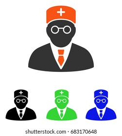 Main Physician vector pictogram. Illustration style is a flat iconic colored symbol with different color versions.