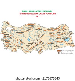 Hauptebenen und -plateaus in der Türkei (Küsten, Inland, Hochebenen)