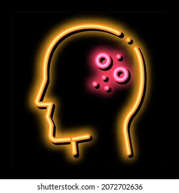 main problem of dermatitis neon light sign vector. Glowing bright icon main problem of dermatitis sign. transparent symbol illustration