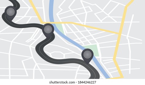 Main road on map. navigation concept. vector