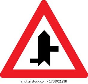 Main Road Secondary Road Junction Signage. Vector illustration.