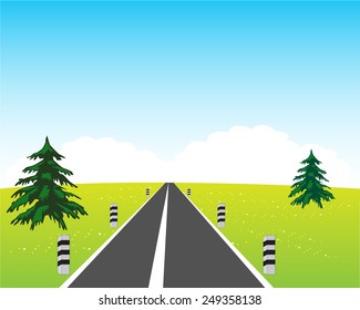 The Main road in year field.Vector illustration