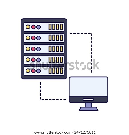 Main Server illustration with white background vector stock illustration