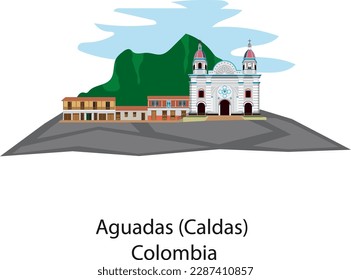 Main square of Aguadas (Caldas), Colombia, Catholic cathedral, important church.