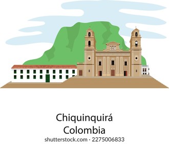 Main square Chiquinquira, Boyaca, Colombia, Catholic cathedral, important church.