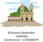 Main square of El Socorro, Santander, Colombia, Catholic cathedral, important church.