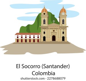 Main square of El Socorro, Santander, Colombia, Catholic cathedral, important church.