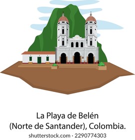 Main square of La Playa de Belén, Norte de Santander, Colombia, Catholic cathedral, important church.