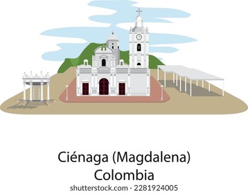 Main square of Ciénaga, Magdalena, Colombia, Catholic cathedral, important church.