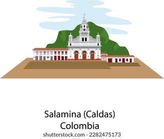 Main square of Salamina (Caldas), Colombia, Catholic cathedral, important church.