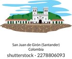 Main square of San Juan de Girón, Santander, Colombia, Catholic cathedral, important church.