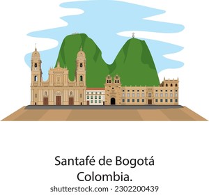 Main square of Santa Fe de Bogota, Colombia, Catholic cathedral, important church.