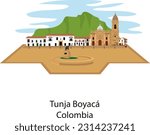 Main square of Tunja, Boyacá Colombia, Catholic cathedral, important church, founder