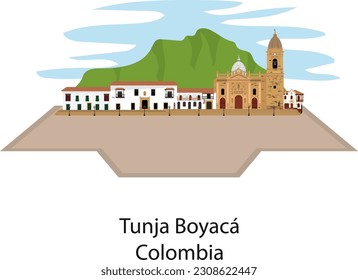 Main square of Tunja, Boyacá Colombia, Catholic cathedral, important church, founder's house, Gonzalo Suárez Rendón.