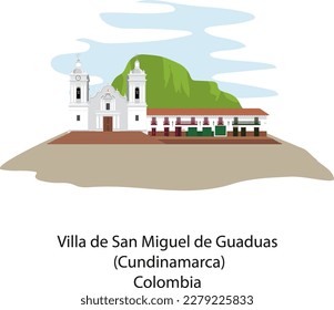 Plaza principal de Villa de San Miguel de Guaduas, Cundinamarca, Colombia, Catedral Católica, importante iglesia.