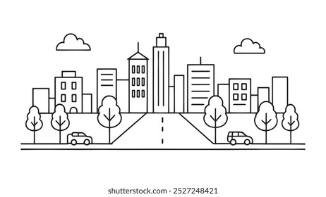 Estrada principal linha contínua arte plana vetor ilustração no fundo branco