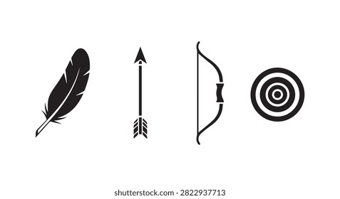 main subject displays streamlined arrow bow target and feather fletching gear for practice