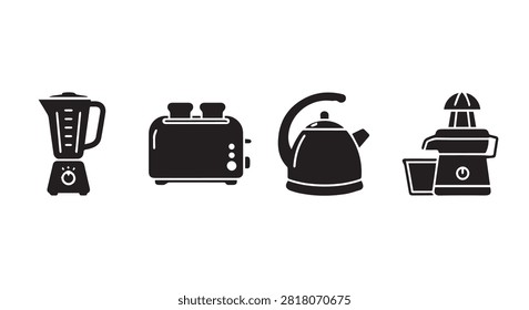 Main subject features common kitchen appliances such as blender toaster kettle and mixer