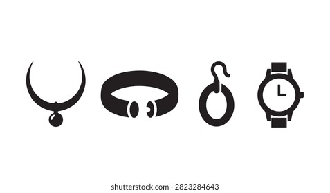 Main subject jewelry set including necklace bracelet ring earring and watch detailed closeup