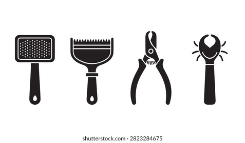 Main subject shows barber tools including brush comb pliers and clip tool arranged in a row