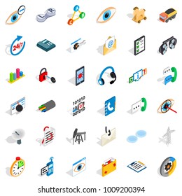 Main support icons set. Isometric set of 36 main support vector icons for web isolated on white background