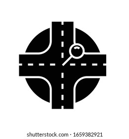 Main target black icon, concept illustration, vector flat symbol, glyph sign.