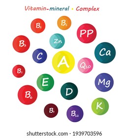 Main vitamin icons, design illustration