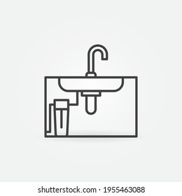 Main Water Filter under the Sink vector thin line concept icon or design element