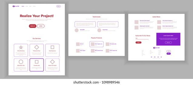 Main Web Page Design Vector. Website Business Screen. Landing Template. Innovation Idea. Engineer Device. Mining Money. Progress Report. Illustration

