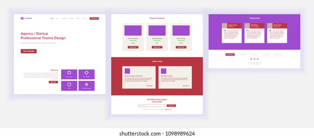Main Web Page Design Vector. Website Business Style. Landing Template. Abstract Project Cover. Credit Customer. Introduction Team. Idea Structure. Illustration
