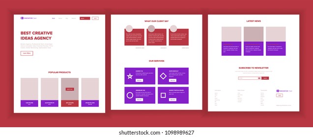 Main Web Page Design Vector. Website Business Reality. Landing Template. Creative Project. Information Tools. Financial Mining. Partner Option. Illustration
