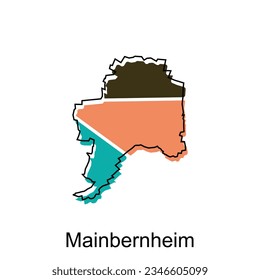 Mainbernheim City of Germany map vector illustration, vector template with outline graphic sketch style on white background