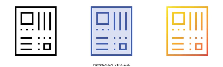 mainboard icon. Linear, Blue Fill and Gradient Style Design Isolated On White Background