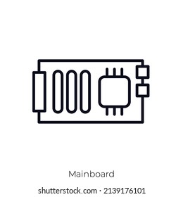 Mainboard icon. Outline style icon design isolated on white background
