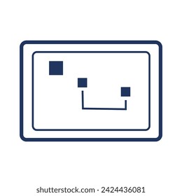 Mainboard, integrated board. Foundation of computer system, abstract techno element for modern and retro technological design. Simple color vector pictogram isolated on white background