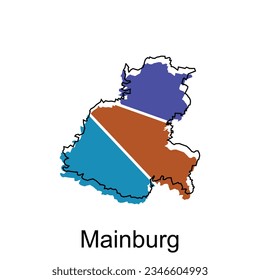 Mainburg City of Germany map vector illustration, vector template with outline graphic sketch style on white background