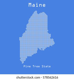 Maine abstract dots map with name of state. Dotted style. Vector illustration