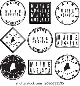 Maine Augusta Round Seal Map Design