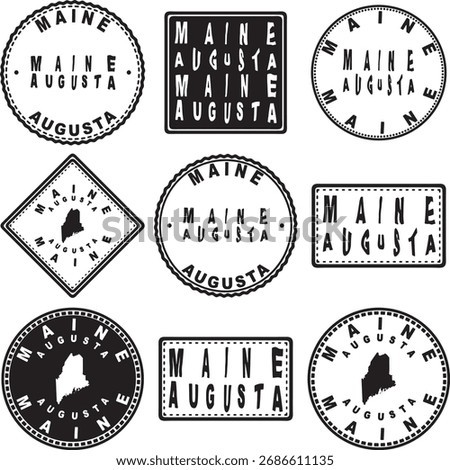 Maine Augusta Round Seal Map Design