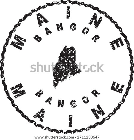 Maine Bangor Round Seal Map Design