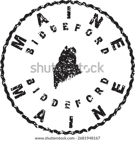 Maine Biddeford Round Seal Map Design