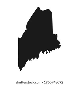 Maine black map on white background