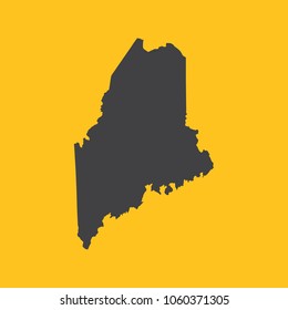 Maine black map,border on orange background. Vector illustration.
