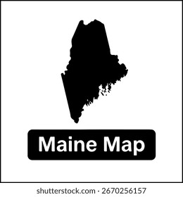 Maine preto silhueta mapa vetor