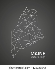 Maine black vector polygonal map