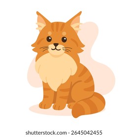 Maine coon gato com peito fofo e pose confiante senta-se orgulhosamente. Esta imagem de gato maine coon reflete ousadia e natureza suave de felino maine coon.