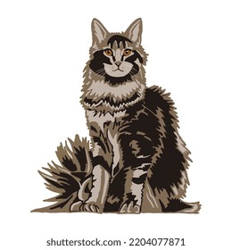 Maine coon cat or kitten illustration