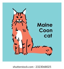Maine Coon cat line icon. Farm animals. Pictogram for web page, mobile app, promo.
