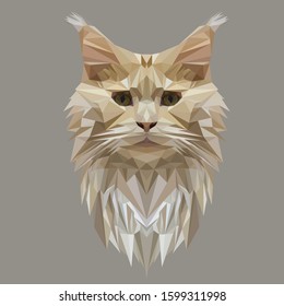 Maine Coon cat in the style of polygonal graphics.